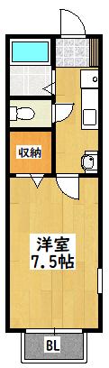 シャルムヒル セレ(1K/1階)の間取り写真