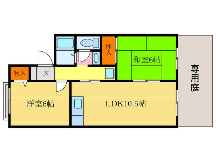 セジュールロゼット(2LDK/1階)の間取り写真
