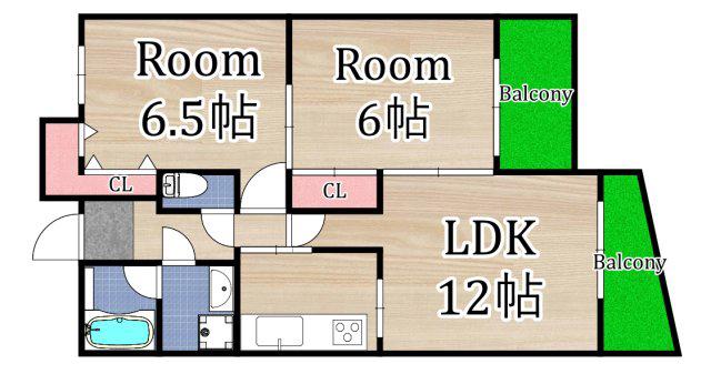 フレアコート京橋(2LDK/4階)の間取り写真