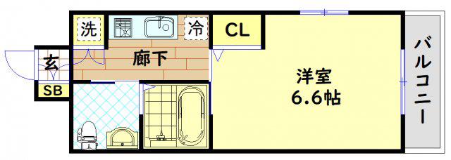 エイペックス南堀江(1K/7階)の間取り写真