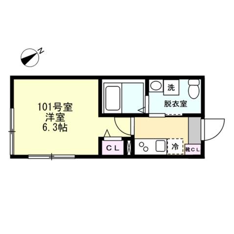 ベイルーム武蔵新城(1K/1階)の間取り写真