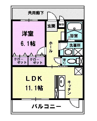 ル・キャステル(1LDK/1階)の間取り写真