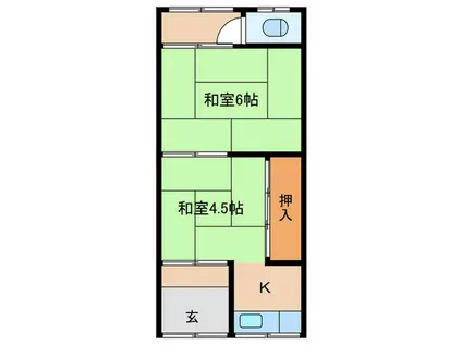 常称寺町13平家1(2K/1階)の間取り写真