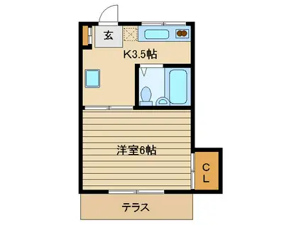 サクラビア関(1K/1階)の間取り写真