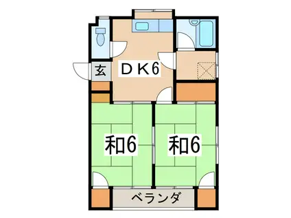 ファミールオリエント(2DK/2階)の間取り写真