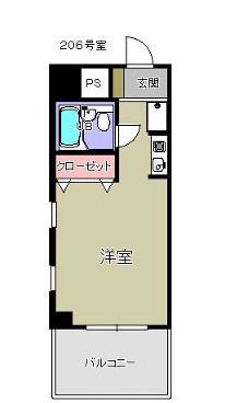 グランブルー(1K/2階)の間取り写真