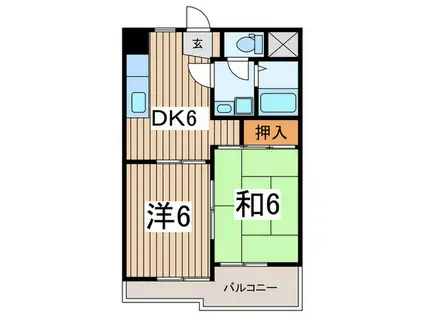 ビューフラット・ナカイ(2DK/2階)の間取り写真