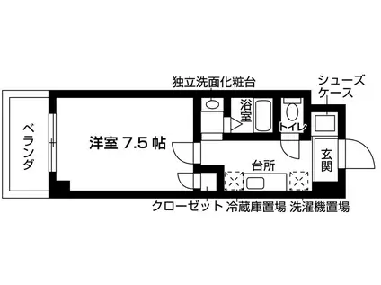 バウスクロス福大通(1K/6階)の間取り写真