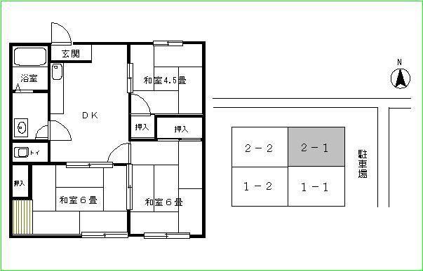 北畝サンコーポ(3DK/2階)の間取り写真