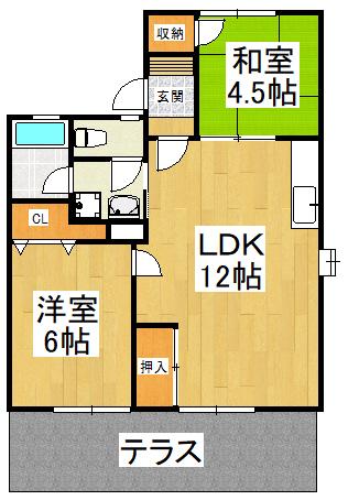 エルハイツ金剛(2LDK/1階)の間取り写真