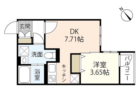 ヴィラ博丈庚午北(1DK/1階)の間取り写真