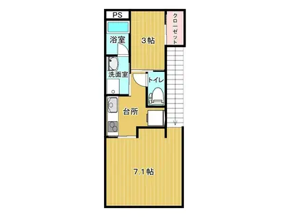 愛宕ヒルズII(1SK/1階)の間取り写真
