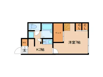 レオパレス伏見III(1K/1階)の間取り写真