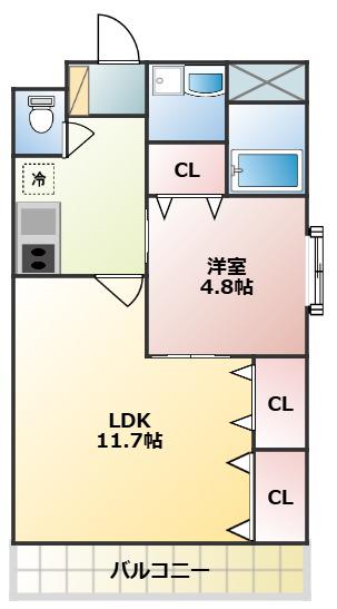 アイランドヒルズ(1LDK/6階)の間取り写真