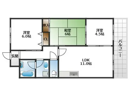 アミティエ西緑丘(3LDK/2階)の間取り写真
