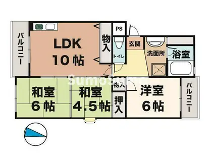 サンフォリア(3LDK/3階)の間取り写真
