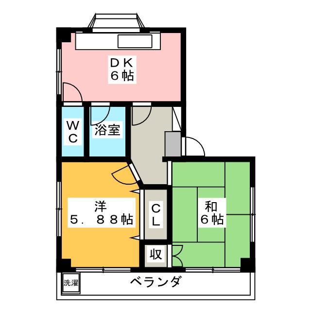 コーポ長谷川(2DK/3階)の間取り写真