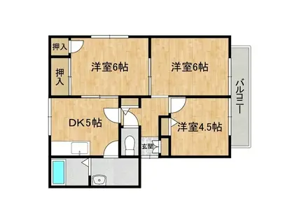 スプリングコート参番館(3DK/1階)の間取り写真