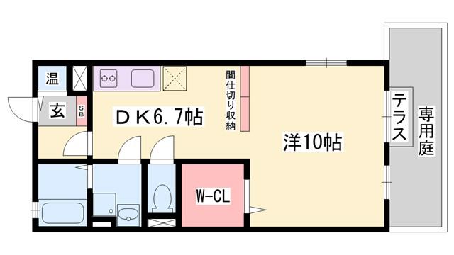 メイプルコート佐土(1DK/1階)の間取り写真