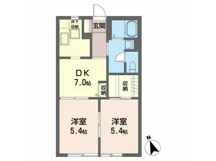 シャーメゾン木戸A(2DK/1階)の間取り写真