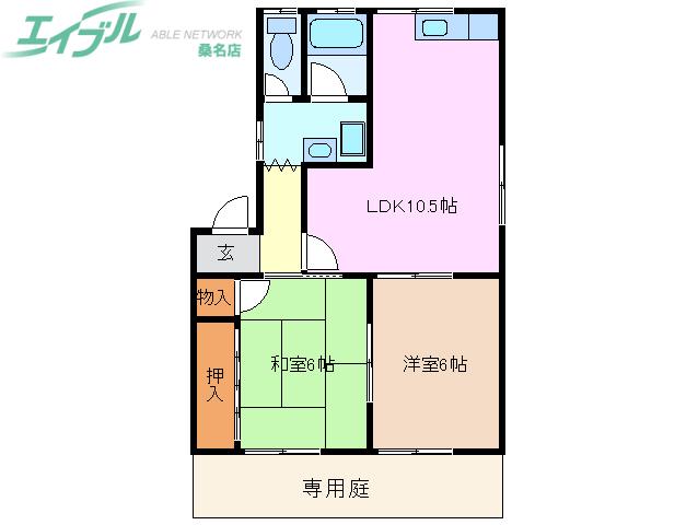 水谷コーポラス(2LDK/2階)の間取り写真