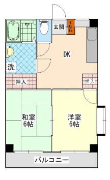 トレンディ北栄(2DK/2階)の間取り写真