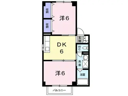 ゴールデンIA(2DK/2階)の間取り写真