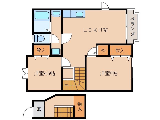 パークサイドコートI(2LDK/2階)の間取り写真