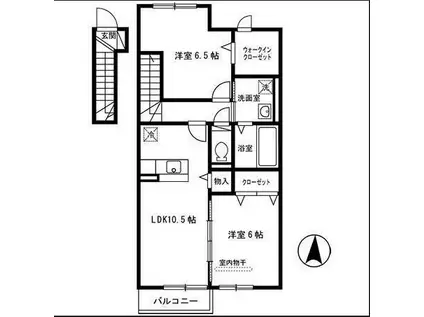ボヌール クレエ(2LDK/2階)の間取り写真
