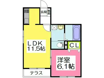 HEBEL MAISON湘南片瀬I(1LDK/1階)の間取り写真