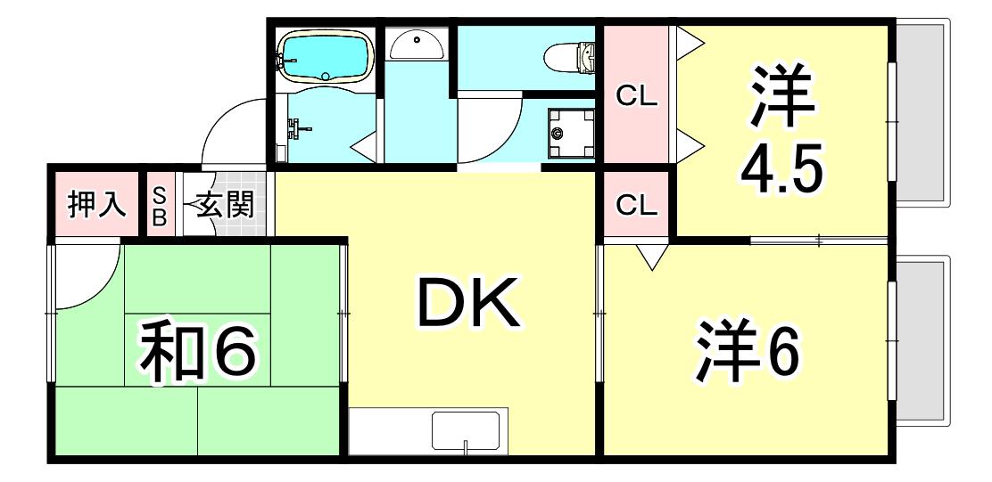 瑞ヶ丘ビラ(3DK/2階)の間取り写真