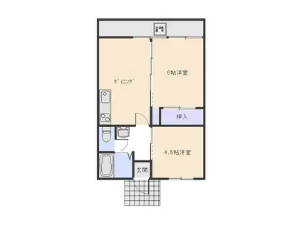 山櫻ハイツ(2DK/2階)の間取り写真