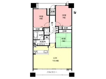 シーサイドレジデンスコスモスクエア駅前(3LDK/2階)の間取り写真