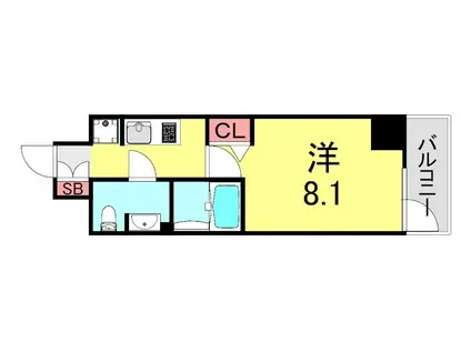 アドバンス神戸グルーブII(1K/4階)の間取り写真