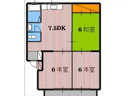 パールハイツ(3DK/2階)の間取り写真