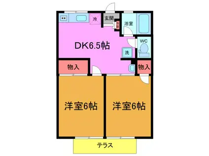 アイコーポ東船橋(2DK/1階)の間取り写真