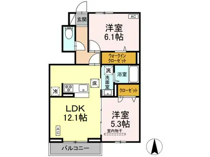 BELL RUN(2LDK/1階)の間取り写真