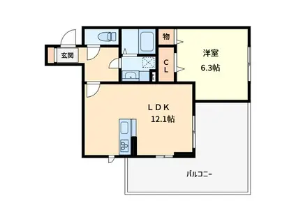 ヴィルソレイユ(1LDK/1階)の間取り写真