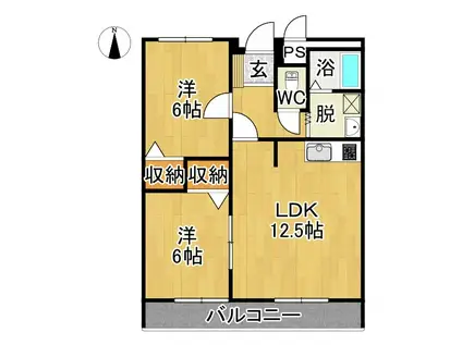 グリーンアイ末広(2LDK/1階)の間取り写真