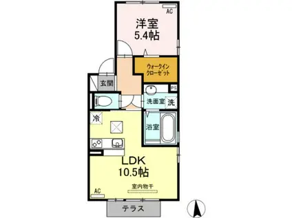 オーキッド マル1棟(1LDK/1階)の間取り写真