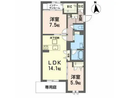 ユーフォリア(2LDK/1階)の間取り写真
