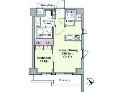 プラチナコート中目黒(1LDK/3階)の間取り写真
