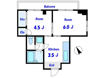 ハイブリード(2K/4階)の間取り写真