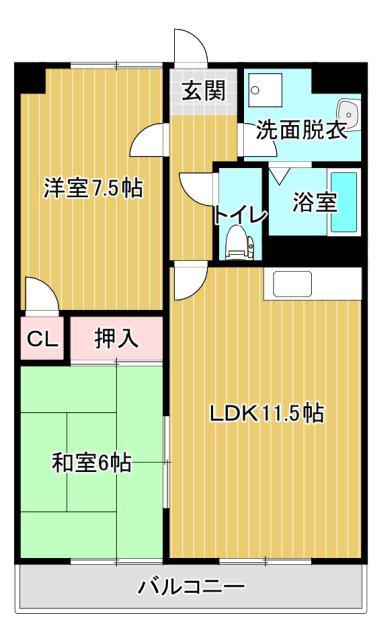 ヴィーブルオガイ(2LDK/2階)の間取り写真