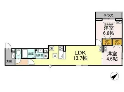 セレスティア江戸川III(2LDK/1階)の間取り写真
