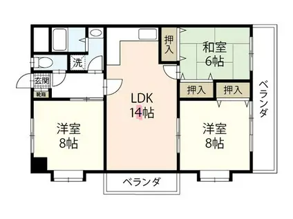 LA宇宙(3LDK/3階)の間取り写真