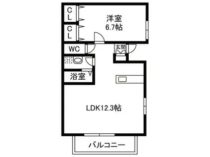 メゾンYB(1LDK/1階)の間取り写真