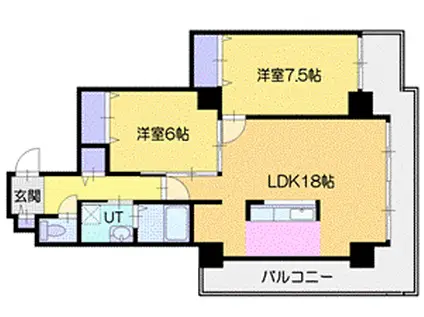 森林公園パークハウス西参番街(2LDK/6階)の間取り写真