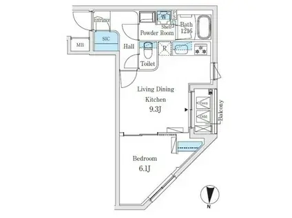 ソラシアレジデンス亀戸(1LDK/2階)の間取り写真