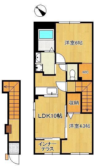 アジャート(2LDK/2階)の間取り写真